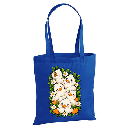 Adorably cute stacked ducklings red print cotton Tote Bag