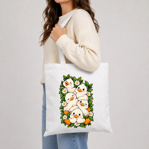Adorably cute stacked ducklings red print cotton Tote Bag