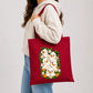 Adorably cute stacked ducklings red print cotton Tote Bag