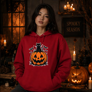 Adorably spooky black cat pumpkin Halloween Unisex Hoodie