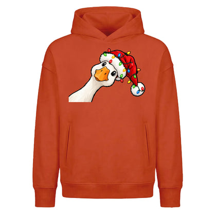 Amusing peekaboo goose graphic Christmas Oversized Hoodie