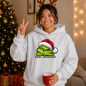 Antisocial quote grumpy face Christmas Oversized Hoodie