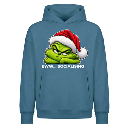 Antisocial quote grumpy face Christmas Oversized Hoodie