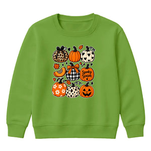 Assorted pattern pumpkin grid Halloween Kids Sweatshirt