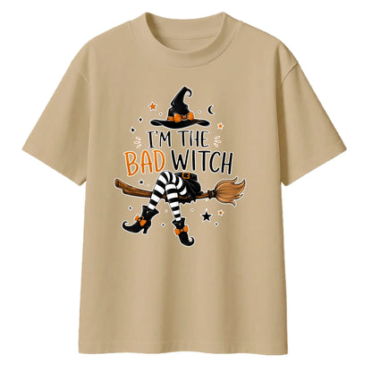 Bad witch striped boots graphic Halloween Oversized t-shirt