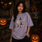 Bad witch striped boots graphic Halloween Oversized t-shirt