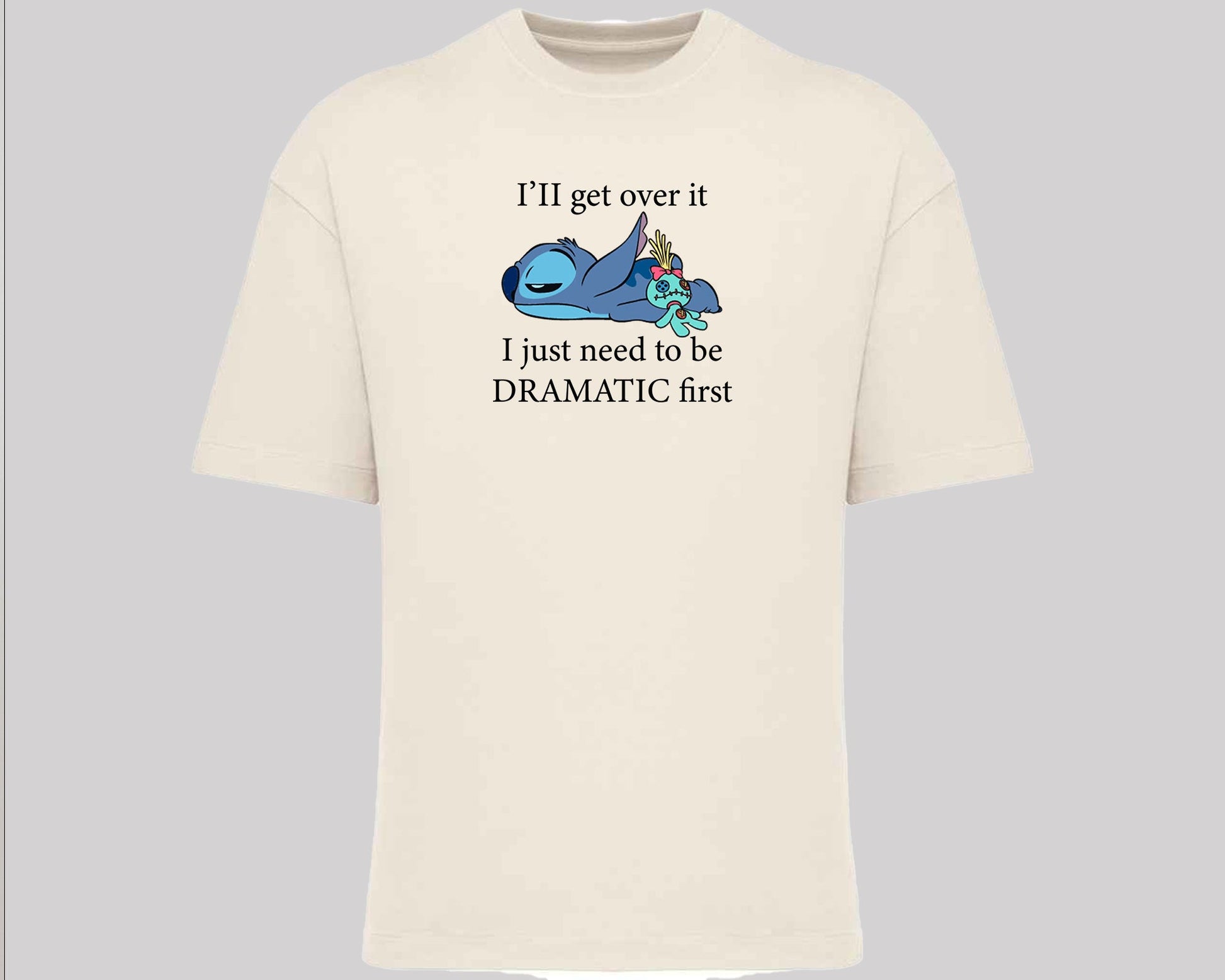 Stitch "I'll Get Over It" Funny Oversized T-Shirt Cute Lilo & Stitch Graphic Tee 100% Cotton for Men & Women Top M8406
