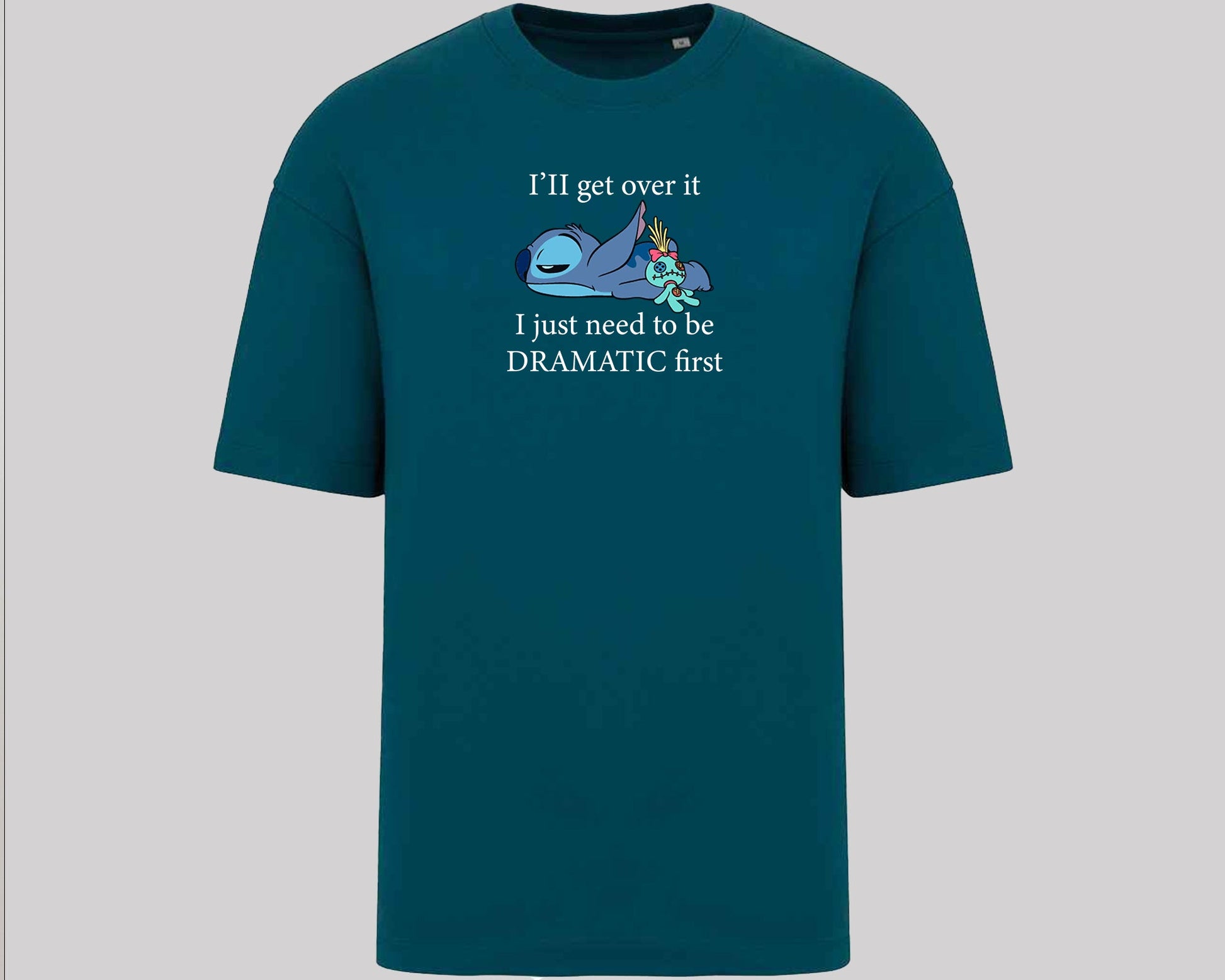 Stitch "I'll Get Over It" Funny Oversized T-Shirt Cute Lilo & Stitch Graphic Tee 100% Cotton for Men & Women Top M8406