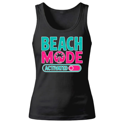 Beach Mode Activated Tropical Palm Tree Ladies Tank Top