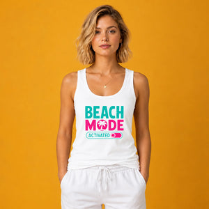 Beach Mode Activated Tropical Palm Tree Ladies Tank Top