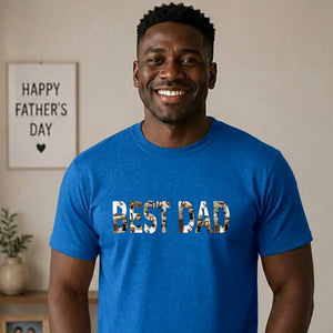 Best Dad Photo Letter Style Cool Tee Father Day T-Shirt