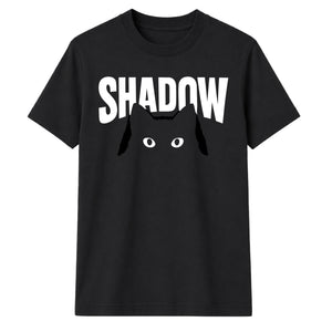 Cute Peeking Cat Shadow Typography Graphic Unisex T-Shirt