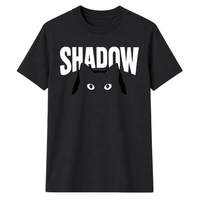 Cute Peeking Cat Shadow Typography Graphic Unisex T-Shirt
