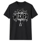 Spooky wizard cobweb bats graphic Halloween Unisex t-shirt