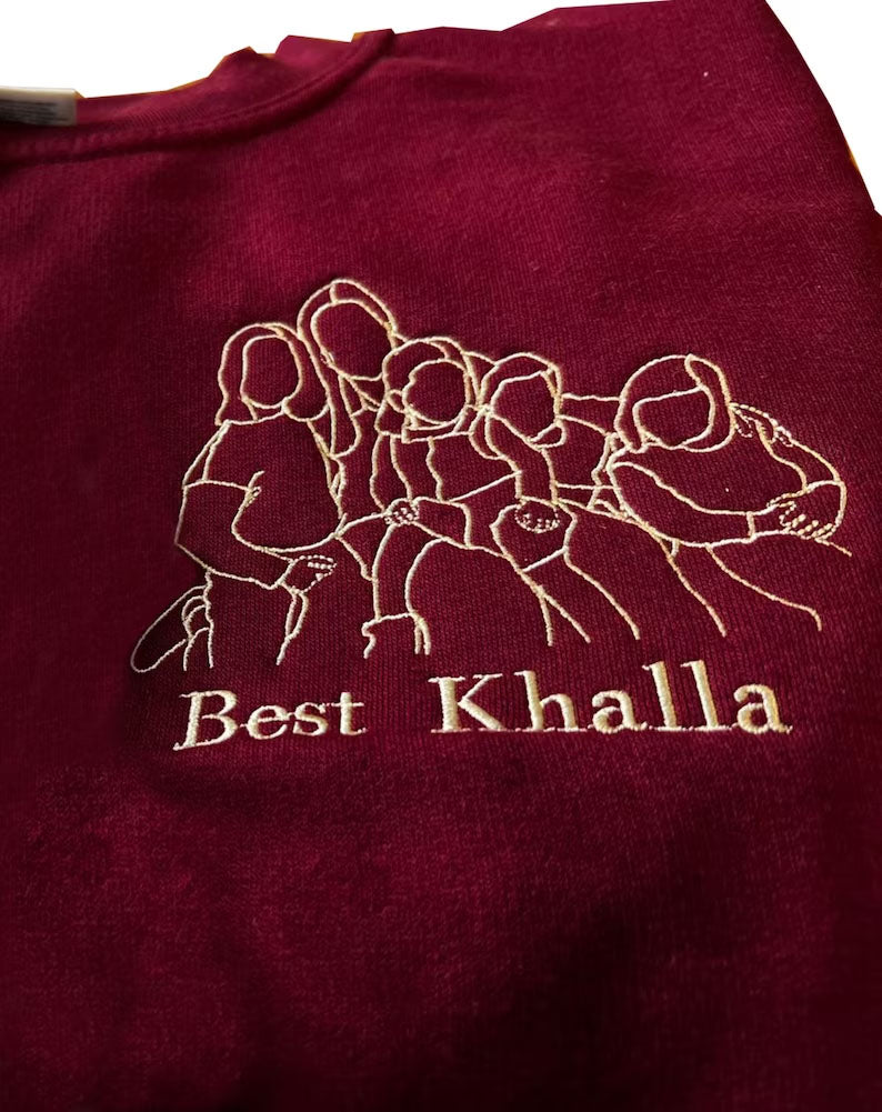 Custom Photo Embroidered Hoodie, Personalised Family Matching Sketch from Photo Unisex Jumper, 1st Anniversary Special Date Initial Sweater
