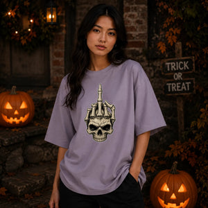 Bold edgy skeleton hand graphic Halloween Oversized t-shirt