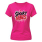 Bold spooky vibes dripping text Halloween ladies t-shirt