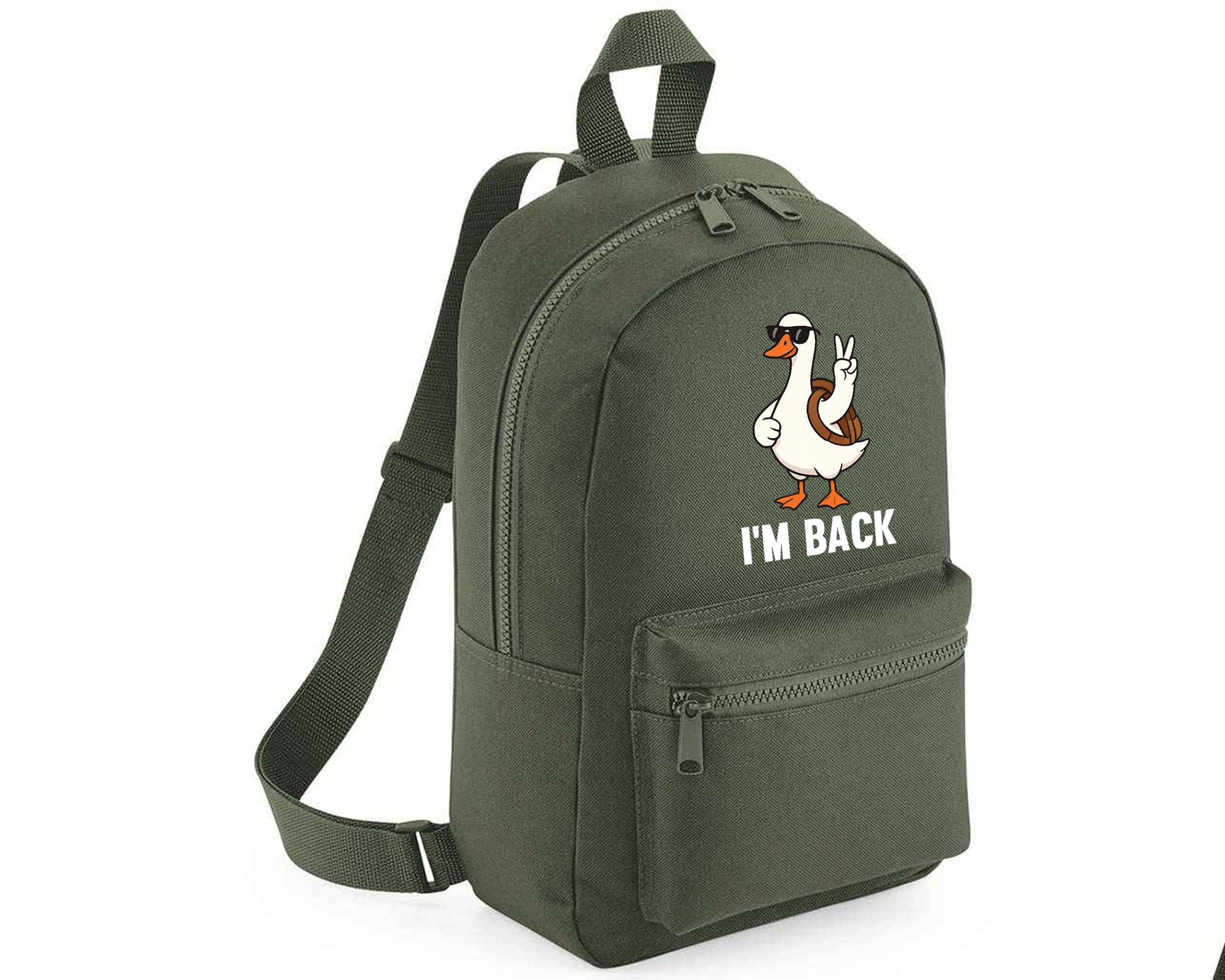 Back To School Kids Backpack, Duck I'm Back Printed Funny Cartoon Design Fashion Bag, Stylish, Lightweight & Ideal For Books, Supplies & Travel M8482