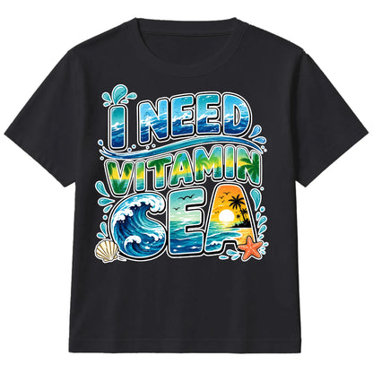 Bright I Need Vitamin Sea Ocean Waves Graphic Kids T-Shirt