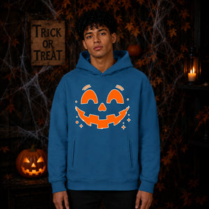 Bright pumpkin face glow graphic Halloween Oversized Hoodie