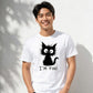 Crazy Scruffy Cat I'm Fine Slogan Graphic Unisex T-Shirt