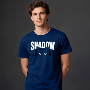Cute Peeking Cat Shadow Typography Graphic Unisex T-Shirt
