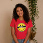 Edgy Ripped Smiley Face Anime Eyes Graphic Unisex T-Shirt