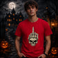 Edgy skeleton hand middle finger Halloween Unisex t-shirt