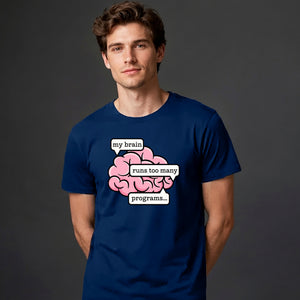 Geeky Tech Brain Computer Slogan Graphic Unisex T-Shirt