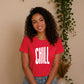 Minimalist Elongated Chill Typo Print Unisex T-Shirt