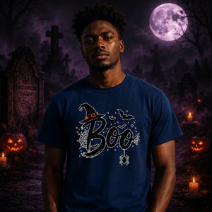 Spooky witch hat Boo graphic Halloween Unisex T-Shirt