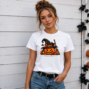 Witch hat cat and pumpkin quote Halloween Unisex T-Shirt