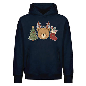 Charming Antler Bear Stockings Christmas Oversized Hoodie