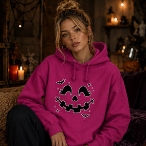 Charming carved pumpkin face bat Halloween Unisex Hoodie