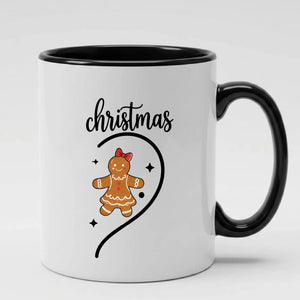 Charming gingerbread girl half heart design christmas mug