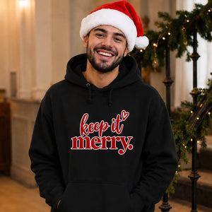 Charming keep it merry lettering Christmas Unisex Hoodie