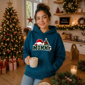 Charming Mommy Santa Hat Tree Christmas Oversized Hoodie