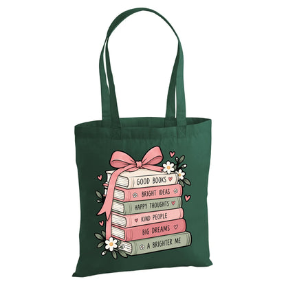 Charming stack of inspirational books cotton canvas Tote Bag