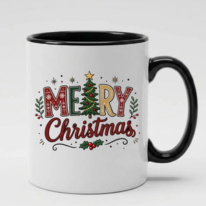 Charming tree lettering seasonal greeting christmas mug