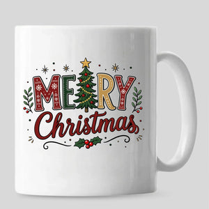 Charming tree lettering seasonal greeting christmas mug