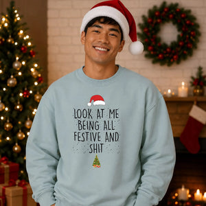 Cheeky Look At Me Festive Christmas Oversized Sweatshirt