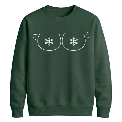 Cheeky Snowflake Chest Graphic Christmas Unisex Sweatshirt