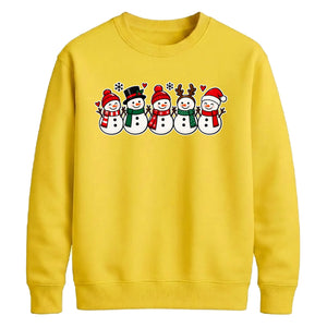 Cheerful snowmen line graphic Christmas Unisex Sweatshirt
