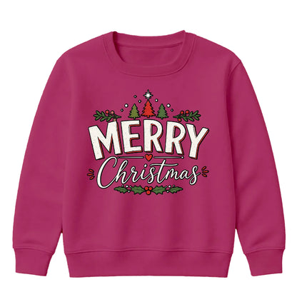 Classic Merry Christmas Holly Art Christmas Kids Sweatshirt