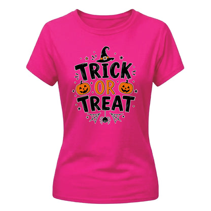 Classic trick or treat pumpkin Halloween Ladies t-shirt