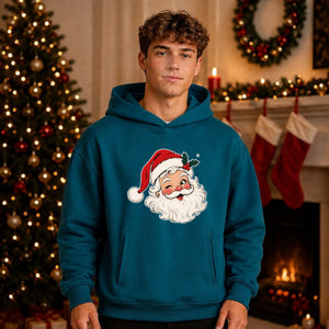 Classic Winking Santa Graphic Christmas Oversized Hoodie