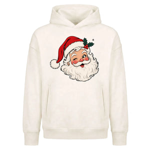Classic Winking Santa Graphic Christmas Oversized Hoodie