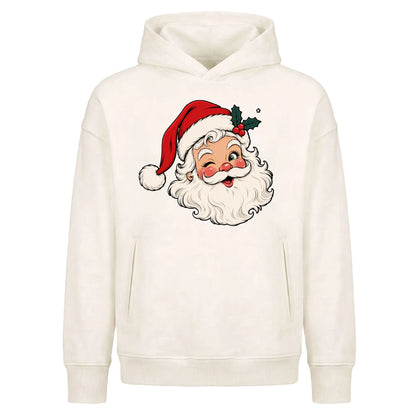 Classic Winking Santa Graphic Christmas Oversized Hoodie