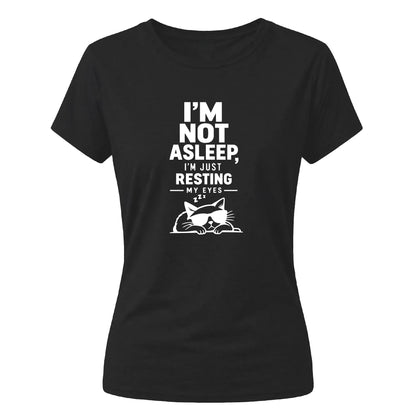 Clever lazy cat resting eyes Funny memes ladies t-shirt
