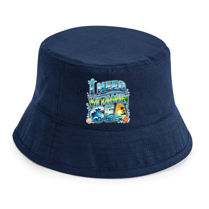 Coastal Waves I Need Vitamin Sea Summer Bucket Hat